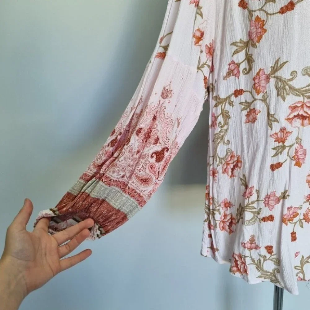 City Chic Multicolour Boho Floral Baloon Sleeve Blouse Plus Size XS - Picture 5 of 7